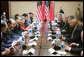 President George W. Bush sits across from Vice Premier Wu Yi of the People's Republic of China, during a meeting Thursday, May 24, 2007, with the Chinese Delegation to the Strategic Economic Dialogue at the Eisenhower Executive Office Building. White House photo by David Bohrer