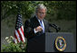 President George W. Bush emphasizes a point as he responds to a question Thursday, May 24, 2007, during a press conference in the Rose Garden of the White House. White House photo by Joyce Boghosian