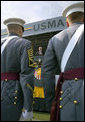 Vice President Dick Cheney stands for the playing of the national anthem Saturday, May 26, 2007, during graduation ceremonies at the U.S. Military Academy in West Point, N.Y. White House photo by David Bohrer