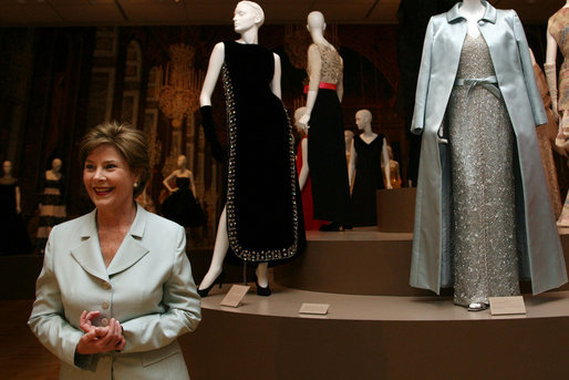 Mrs. Laura Bush views the Balenciaga exhibit at The Meadows Museum Saturday, May 26, 2007, in Dallas. Said Mrs. Bush, "I'm so excited to have this chance to see the Balenciaga show. I want to urge people across Texas to come to this show." White House photo by Shealah Craighead