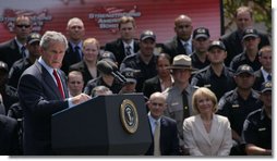 President George W. Bush emphasizes a point as he delivers remarks on comprehensive immigration reform Tuesday, May 29, 2007, at the Federal Law Enforcement Training Center in Glynco, Ga. The President told his audience, "Our nation depends on our federal agents to enforce our immigration laws at the border and across the country. You've got a big job to do; we're counting on you to enforce those laws."  White House photo by Chris Greenberg