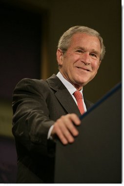 President George W. Bush delivers remarks on the United States International Development Agenda Thursday, May 31, 2007, at the Ronald Reagan Building and International Center in Washington, D.C. "We're blessed to live in the world's most prosperous nation," said the President. "And I believe we have a special responsibility to help those who are not as blessed. It is the call to share our prosperity with others, and to reach out to brothers and sisters in need."  White House photo by Shealah Craighead