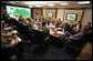 President George W. Bush meets with the Homeland Security Council, including Vice President Dick Cheney, Homeland Security Advisor Frances Fragos Townsend, center, and members of his Cabinet, Friday, June 1, 2007, to discuss the federal government's preparedness for this year's hurricane season in the White House Situation Room. The President received briefings from the Department of Homeland Security, the Department of Defense, the Federal Emergency Management Agency, and the National Guard Bureau on initiatives for what is expected to be an active hurricane season, which begins today, June 1st. White House photo by Eric Draper