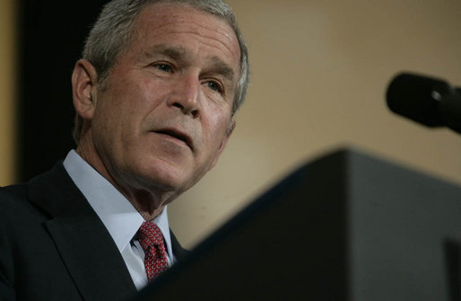 President George W. Bush speaks to democracy advocates Tuesday, June 5, 2007, at the Czernin Palace in Prague. Said the President, " In this room are dissidents and democratic activists from 17 countries on five continents. You follow different traditions, you practice different faiths, and you face different challenges. But you are united by an unwavering conviction: that freedom is the non-negotiable right of every man, woman, and child, and that the path to lasting peace in our world is liberty." White House photo by Shealah Craighead