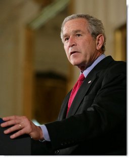 President George W. Bush addresses his remarks on his veto of S.5, the “Stem Cell Research Enhancement Act of 2007,” in the East Room of the White House Wednesday, June 20, 2007.  White House photo by Eric Draper