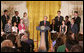 President George W. Bush congratulates the 2007 Presidential Scholars Monday, June 25, 2007 in the East Room of the White House, and highlights the need to reauthorize the No Child Left Behind Act this year. White House photo by Joyce N. Boghosian