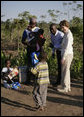 Mrs. Laura Bush visits a malaria spraying site Wednesday, June 27, 2007, in Mozal, Mozambique. Each year more than one million people die of malaria. Of these deaths, 85 percent occur in sub-Saharan Africa. For children in Africa, malaria is the leading cause of death. White House photo by Shealah Craighead