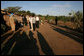 Mrs. Laura Bush visits a malaria spraying site Wednesday, June 27, 2007, in Mozal, Mozambique. Each year more than one million people die of malaria. Of these deaths, 85 percent occur in sub-Saharan Africa. For children in Africa, malaria is the leading cause of death. White House photo by Shealah Craighead