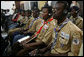 Members of the audience listen to the interpreted words of Mrs. Laura Bush as she address the Inter-Religious Campaign against Malaria, Wednesday, June 27, 2007, at the Maput Seminary in Maputo, Mozambique. White House photo by Shealah Craighead