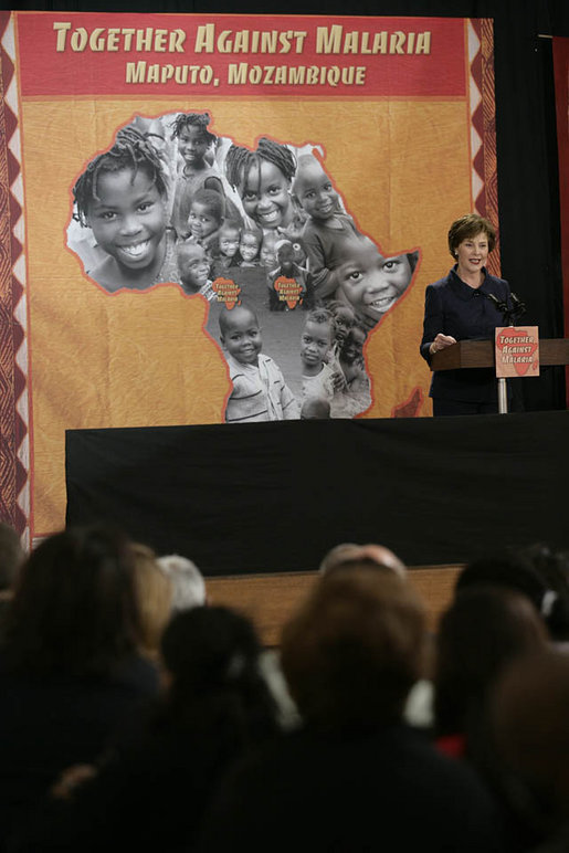 Mrs. Laura Bush addresses the Inter-Religious Campaign against Malaria, Wednesday, June 27, 2007, at the Maputo Seminary in Maputo, Mozambique. Mrs. Bush announced a grant of a three-year, nearly $2 million dollar grant to IRCMM, which was first established by 10 national faith leaders in Maputo. White House photo by Shealah Craighead