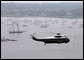 Marine One, carrying President George W. Bush, makes an aerial tour of Newport Harbor Thursday, June 28, 2007, prior to landing at the Naval War College in Newport, R.I. White House photo by Eric Draper