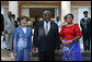 Mrs. Laura Bush and Ms. Jenna Bush meet with Zambian President Levy Mwanawasa and First Lady Mrs. Maureen Mwanawasa at State House Thursday, June 28, 2007, in Lusaka, Zambia. White House photo by Shealah Craighead