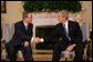 President George W. Bush welcomes United Nations Secretary General Ban Ki-moon to the Oval Office Tuesday, July 17, 2007, where they discussed the issues of Darfur, plans for an upcoming Middle East conference, also United Nation plans in Afghanistan and Iraq. White House photo by Eric Draper