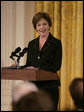 Mrs. Laura Bush welcomes award winners and guests to the East Room of the White House Wednesday, July 18, 2007, to honor the recipients of the 2007 Cooper-Hewitt National Design Awards. White House photo by Shealah Craighead