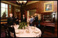 Mrs. Laura Bush tours the Mark Twain House in Hartford, Conn., Tuesday, July 24, 2007, joined by U.S. Sec. of Education Margaret Spellings, Lt. Gov. Mike Fedele, and his wife, Carol, along with the executive director of the Mark Twain house, Debra Petke; Save Americas Treasures Director Bobbie Greene McCarthy and Dr. Bruce Cole, chairman of the National Endowment for the Humanities. White House photo by Shealah Craighead