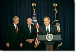 Jim Nussle speaks during his swearing-in ceremony as the Director of the Office of Management and Budget in the Dwight D. Eisenhower Executive Office Building Monday, Sept. 10, 2007. "I believe government spending should be restrained, and I also believe it should be transparent, so that taxpayers could see what results they are getting for their money," said Director Nussle. White House photo by Joyce N. Boghosian