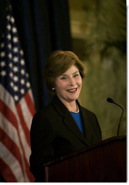 Mrs. Laura Bush talks about the Teach for America program Wednesday, Sept. 19, 2007, in Washington, D.C. "In cities across the United States, Teach for America corps members have already reached two-and-a-half million children in our country's most underserved schools," said Mrs. Bush. "Corps members bring to their classrooms extraordinary skill, compassion, energy and idealism." White House photo by Shealah Craighead