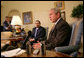 President George W. Bush speaks with members of the press during a meeting with Saad Hariri, the leader of the Parliamentary Majority in Lebanon, Thursday, Oct. 4, 2007 in the Oval Office. White House photo by Eric Draper