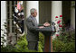 President George W. Bush discusses the reauthorization of the No Child Left Behind Act Tuesday, Oct. 9, 2007, in the Rose Garden. "We don't accept a system that simply shuffles children through the schools. We believe in setting high standards," said President Bush. "And we believe that by setting high standards we encourage greater results for every child. And now the question is whether or not we will finish the job to ensure that every American child receives a high education -- high-quality education." White House photo by Eric Draper