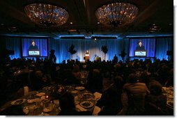 Mrs. Laura Bush addresses the National Park Foundation's Leadership Summit on Partnership and Philanthropy Inaugural Founders Award Dinner Monday, Oct. 15, 2007, in Austin, Texas. "Through the First Bloom program, the Foundation and the National Park Service will join with the Wildflower Center and community groups like the Boys and Girls Clubs to connect young people to our national parks," said Mrs. Bush. "First Bloom will take children on visits to national parks near their homes, introducing them to plant species native to their area." White House photo by Shealah Craighead