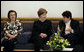 Mrs. Laura Bush speaks with Dr. Rasha al-Sabah, right, Under Secretary of the Ministry of Higher Education, during a Diwaniya held by political women leaders Wednesday, Oct. 24, 2007, in Kuwait City, Kuwait. Also pictured is the Minister of Education Dr. Nouriyah Al-Sabih. White House photo by Shealah Craighead