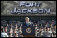 President George W. Bush addresses the Basic Combat Training graduates at Fort Jackson in Columbia, S.C., Friday, Nov. 2, 2007. The President told the graduates, ".Our nation calls on brave Americans to confront our enemies and bring peace and security to millions -- and you're answering that call. I thank you for your courage. I thank you for making the noble decision to put on the uniform and to defend the United States of America." White House photo by Eric Draper