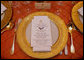 The dinner setting for President George W. Bush is seen Tuesday, Nov. 6, 2007, in the State Dining Room of the White House for the dinner in honor of French President Nicolas Sarkozy. White House photo by Shealah Craighead