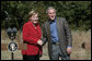 President George W. Bush and German Chancellor Angela Merkel greet each other at the end of their press conference at the Bush Ranch in Crawford, Texas, Saturday, Nov. 10, 2007. White House photo by Eric Draper