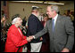 President George W. Bush greets members of the audience after attending a Fallen Soldiers National Memorial Ceremony at the American Legion Post 121 in Waco, Texas Sunday, Nov. 11, 2007. White House photo by Eric Draper