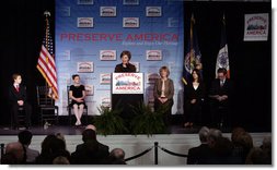 Mrs. Laura Bush addresses her remarks at the 2007 Preserve America National History Teacher of the Year Award at the Museum of the City of New York, Friday, Nov. 16, 2007 in New York, where Mrs. Bush honored fifth grade history teacher Maureen Festi, who teaches at Stafford Elementary School in Stafford, Conn., with the award. White House photo by Shealah Craighead