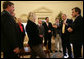 President George W. Bush meets with seven leaders of pro-democracy political parties and NGOs from Belarus, the last dictatorship in Europe, during their visit Thursday, Dec. 6, 2007, to the Oval Office. White House photo by Eric Draper