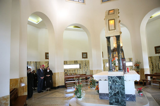 President George W. Bush participates in a tour of the Church of the Beatitudes Friday, Jan. 11, 2008, during his visit to Galilee. The President later departed Israel for Kuwait on the second stop of his eight-day, Mideast visit. White House photo by Eric Draper