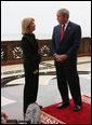 President George W. Bush is interviewed Monday, Jan. 14, 2008, by Greta Van Susteren of Fox News at the Emirates Palace in Abu Dhabi. White House photo by Eric Draper