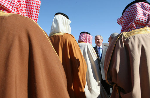 President George W. Bush bids farewell to Prince Salman bin Abd Al-Aziz before boarding Air Force One at the Riyadh-King Khaled International Airport, Wednesday, Jan. 16, 2008. White House photo by Eric Draper