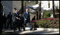 President George W. Bush and Egypt's President Hosni Mubarak walk to the podium for their joint availability Wednesday, Jan. 16, 2008 in Sharm El Sheikh, Egypt. President Bush visited the seaside town on the final stop of his eight-day, Mideast trip. White House photo by Chris Greenberg