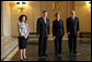 Mrs. Laura Bush poses for photos with Nabi Sensoy, Turkish Ambassador to the United States, his wife Gulgun Sensoy, and Dr. Ben Bernanke, Federal Reserve Chairman Friday January 18, 2007, during a visit to the Contemporary Turkish Painting Exhibit at the Federal Reserve in Washington, D.C. White House photo by Shealah Craighead