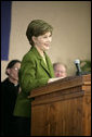 Mrs. Laura Bush delivers a speech Wednesday, Jan. 30, 2008, at Holy Redeemer School in Washington, D.C. White House photo by Shealah Craighead