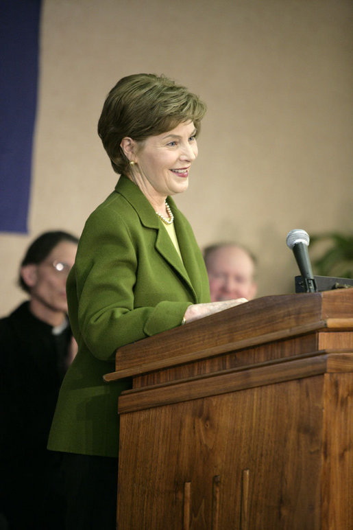 Mrs. Laura Bush delivers a speech Wednesday, Jan. 30, 2008, at Holy Redeemer School in Washington, D.C. White House photo by Shealah Craighead