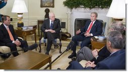 President George W. Bush and Vice President Dick Cheney meet with the Bicameral Republican leadership Friday, Feb. 15, 2008, in the Oval Office. White House photo by Joyce N. Boghosian