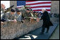 Vice President Dick Cheney greets U.S. Army troops Tuesday, Feb. 26, 2008 during a rally for the First Cavalry Division at Fort Hood, Texas. White House photo by David Bohrer