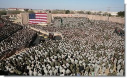 Vice President Dick Cheney delivers remarks to over 9,000 U.S. Army troops Tuesday, Feb. 26, 2008 at Fort Hood, Texas. During his remarks the Vice President expressed his appreciation for the service of soldiers of the First Cavalry Division and Three Corps who have recently returned from a 15-month deployment in Iraq. White House photo by David Bohrer