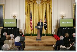 President George W. Bush, speaking Tuesday, Feb. 26, 2008 in the East Room of the White House, announces the launch of the National Endowment for the Humanities’ Picturing America initiative, to promote the teaching, study, and understanding of American history and culture in schools. White House photo by Chris Greenberg