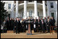 President George W. Bush delivers remarks during a ceremony honoring the 2007 World Series Champion Boston Red Sox Wednesday, Feb. 27, 2008, on the South Lawn of the White House. White House photo by Chris Greenberg