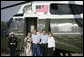 President George W. Bush and Mrs. Laura Bush are joined by Prime Minister Anders Fogh Rasmussen of Denmark and Mrs. Anne-Mette Rasmussen after the Danish first couple's arrival Friday, Feb. 29, 2008, to the Bush Ranch in Crawford, Texas. White House photo by Shealah Craighead