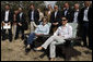 Mrs. Laura Bush and Anne-Mette Rasmussen, wife of Denmark Prime Minister Anders Fogh Rasmussen, attend a joint press availability at The Bush Ranch in Crawford, Texas, Saturday, March 1, 2008, in Crawford, Texas. White House photo by Eric Draper