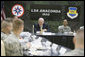 Vice President Dick Cheney talks with U.S. troops during breakfast Tuesday, March 18, 2008, at Balad Air Base, Iraq. Following a day of meetings in Baghdad the Vice President and Mrs. Cheney were overnight guests at the base. White House photo by David Bohrer