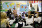 Mrs. Laura Bush is joined by U.S. Education Secretary Margaret Spellings as she visits the first grade classroom and students of teacher Laura Gilbertson, right, Monday, April 14, 2008, at the Martin Luther King Elementary School in Washington, D.C., to mark the tenth anniversary of Teach for America Week. White House photo by Shealah Craighead