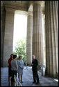 Mrs. Laura Bush is joined by Mrs. Sarah Brown, wife of the Prime Minister of the United Kingdom, and Lady Sheinwald, wife of the British Ambassador to the United States, as they participate in a tour of the Smithsonian American Art Museum's "The Honor of Your Company Is Requested: President Lincoln's Inaugural Ball" Exhibit Thursday, April 17, 2008, in Washington, D.C. Their tour is lead by Mr. Charles Robertson, Guest Curator, "The Honor of Your Company Is Requested: President Lincoln's Inaugural Ball." White House photo by Shealah Craighead