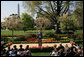 President George W. Bush addresses recipients of the President's Environmental Youth Awards during a ceremony Thursday, April 17, 2008, in the Rose Garden of the White House. Established in 1971, the awards recognize students from grades K-12 who have led environmental efforts in their communities. The awards are administered by the Environmental Protection Agency (EPA), and each of the EPA’s 10 regional offices selects a winner or group of winners. White House photo by Shealah Craighead