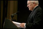 Vice President Dick Cheney delivers remarks on U.S. economic and national security policy issues Monday, April 21, 2008, to the Manhattan Institute in New York. White House photo by David Bohrer